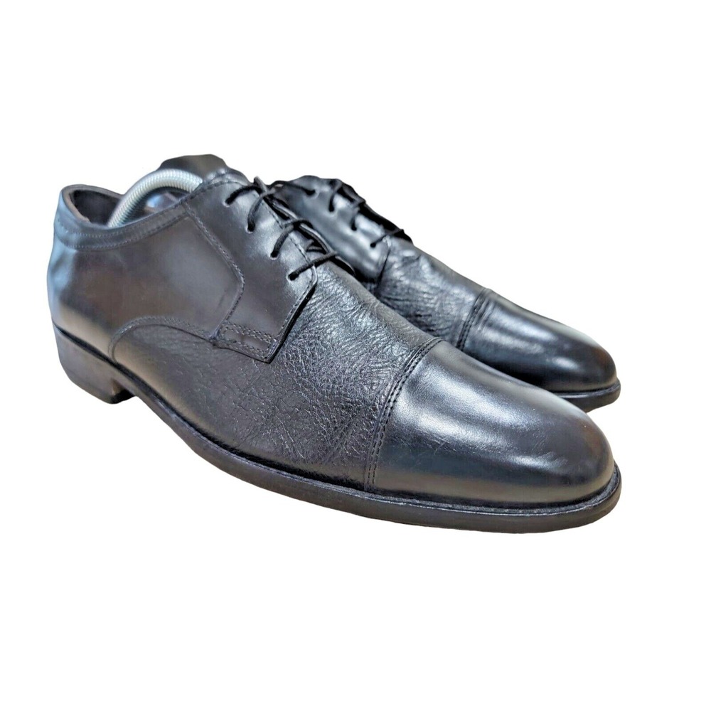 Johnston & Murphy Men's Black Pebbled Leather Derby Dress Shoes Size 9.5 M